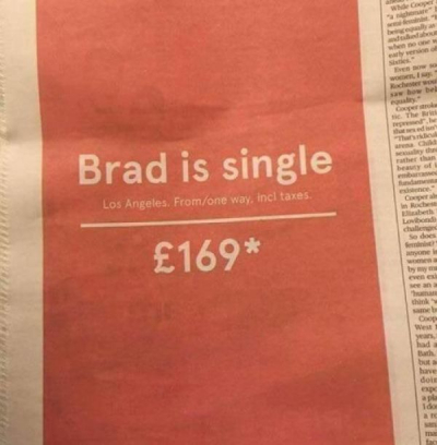 "ბრედი მარტოხელაა" - ნორვეგიის ავიახაზების ორიგინალური რეკლამა