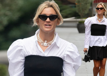 #OK! სტილის ინსპირაცია ეშლი რობერტსისგან: მომღერალი River Island-ის ქვედაბოლოს Yves Saint Laurent-ის ჩანთას უხამებს!